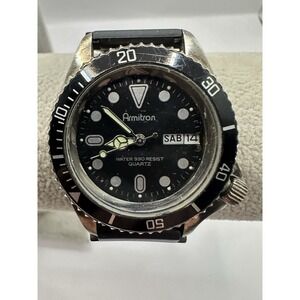 Armitron 20/2373-5 New Battery 36MM 8" Black Ruber Band Rotating Bezel X